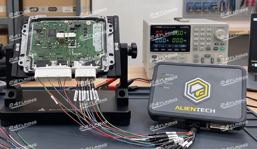 Alientech KESS3 bench ECU programming setup demonstrating professional remapping expertise for agents joining the 24Tuning programme in Bournemouth Dorset
