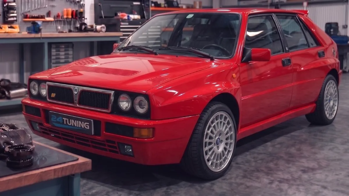 Classic Car Tuning Bournemouth Poole Dorset | 24Tuning Red Lancia Delta Integrale HF Evoluzione at 24Tuning workshop for classic car tuning and performance remapping in Bournemouth Dorset