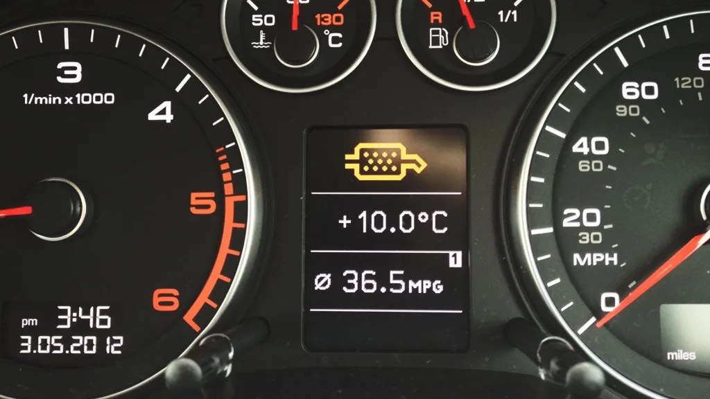 DPF warning light during diesel DPF delete and repair diagnostics at 24Tuning Bournemouth Dorset