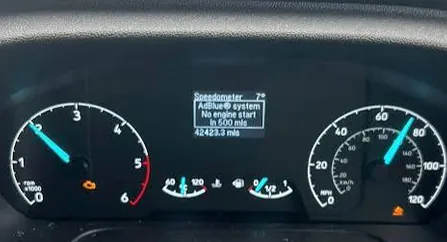 Ford Transit Custom dashboard AdBlue system No engine start in 500 mls with check engine light — Bournemouth
