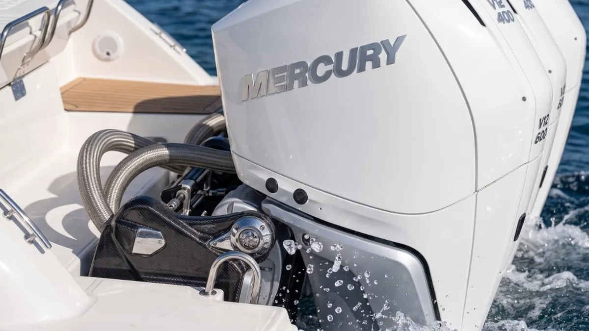 Mercury Outboard Remap Bournemouth Poole Dorset | 24Tuning Triple Mercury Verado V12 600 outboard motors on a luxury boat at sea - marine ECU remapping by 24Tuning Bournemouth Dorset