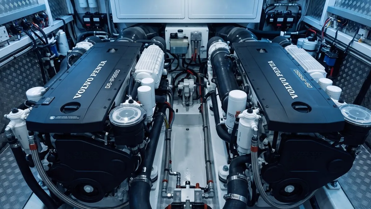 Volvo Penta Marine Tuning Bournemouth Poole Dorset | 24Tuning Twin Volvo Penta D6 inboard marine engines in a clean engine room - marine ECU remapping by 24Tuning Bournemouth Dorset