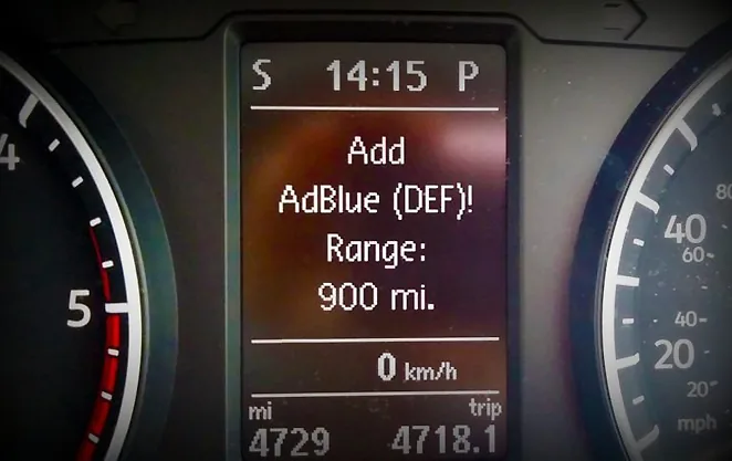 Dashboard Add AdBlue DEF Range 900 mi warning on a VW style cluster — Bournemouth Dorset